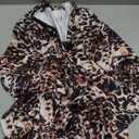 Molilove Womens Cheetah Print Romper Sexy Bodycon Shorts Jumpsuit Long Sleeve Crew Neck One Piece Outfits Y2K Trendy Clothes (Large)