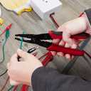WGGE WG-015 Professional 8-inch Wire Stripper/Crimping Tool, Cable Cutter/Crimper, Wiring and Multi-Function Hand Tool, Red With Black