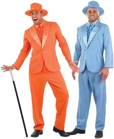 fun shack Tuxedo Costume for Men – Orange or Blue Suit – Funny 90s Movie Character Outfit for Halloween & Parties ( Orange) Size Medium
