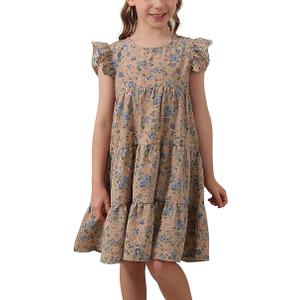 GORLYA Girls Lace Scalloped Frilly Trim A-Line Elegant Flower Girl Tank Midi Dress 6Y