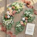 H&S BRIDAL Wedding Arch Flowers, Artificial Rose Dalia Floral with Mums Greenery Eucalyptus, Set of 2 Silk Flower Arrangements for Welcome Sign, Ceremony Backdrop,Reception Home Wall Decor