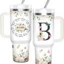 Christian Gifts for Women, Christian Tumbler 40Oz with Handle and Straw for Women, Personalized Initial B Tumbler Gifts for Women Christmas Religious Inspirational Gifts, Gifts for Christian Women