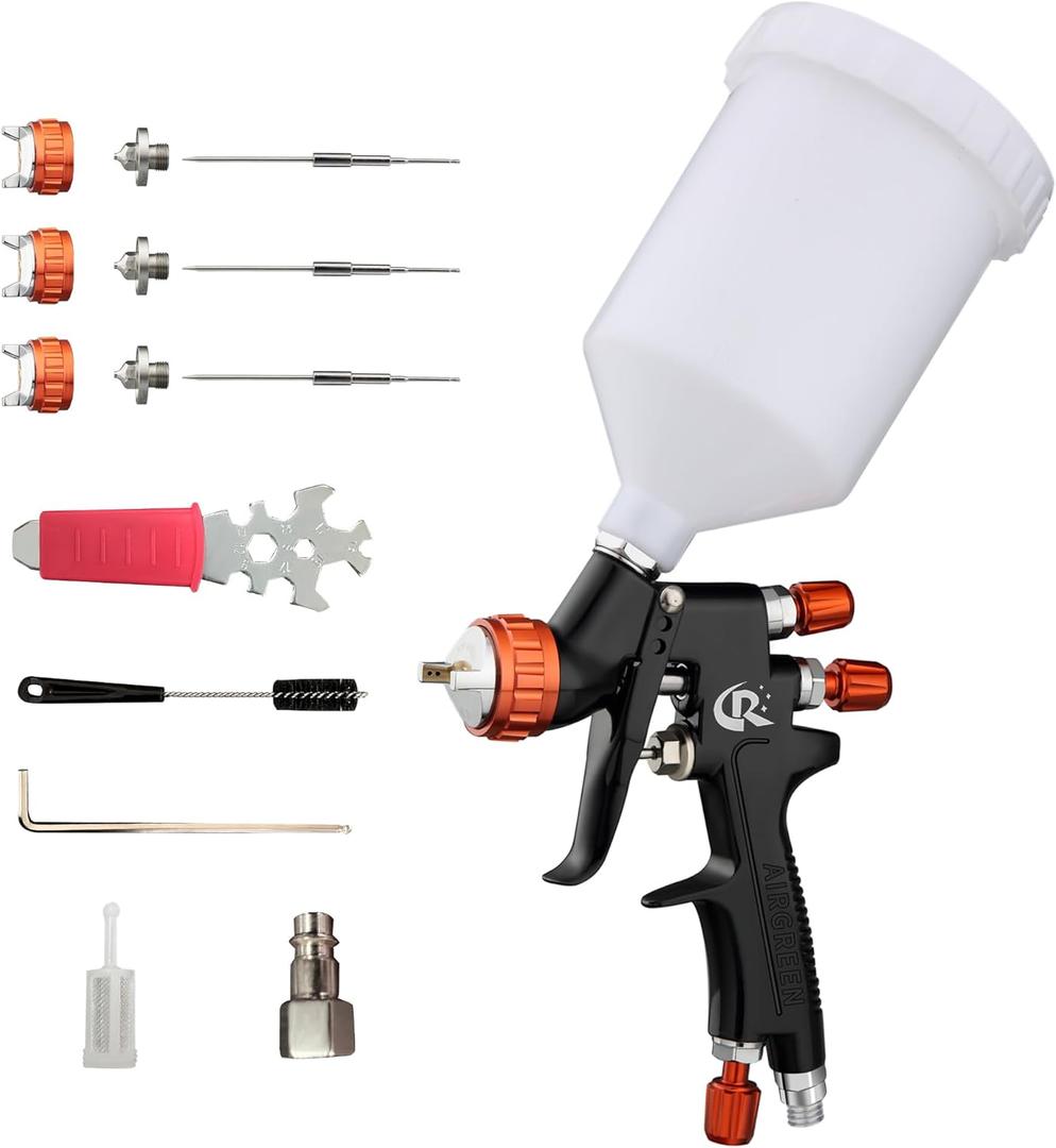 UltimatePro HVLP Spray Paint Gun Kit for Automotive, Furniture, and Marine Applications, Premium Gravity Feed Body Repair Paint Spray Guns for Cars, 1.3mm, 1.7mm, 2.0mm Nozzles