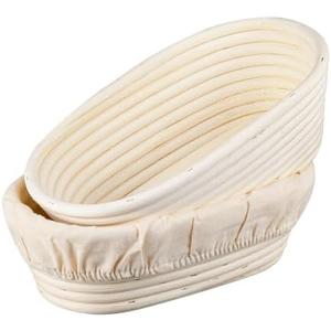 Ineyger Banneton Bread Proofing Basket - 10 inch Banneton Basket Sourdough Proofing Baskets Set of 2 Oval Proofing Bowls with Liners for Professional & Home Artisan Sourdough Bread Baking Supplies