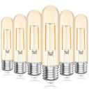 GvvooHome Tubular LED Edison Bulb 2200K Amber Warm Dimmable, 2W, 25 watt Equivalent, E26 LED Light Bulbs, T10 Edison Bulbs for Chandeliers, Ceiling Fan, 90+CRI 250LM, 7 Pack