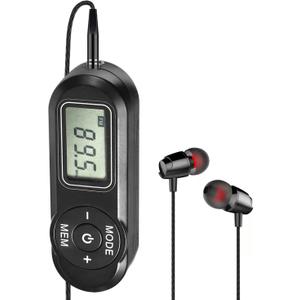 Personal Portable FM Radio with Digital Tuning LCD Display, SWDSTP Mini Pocket Radio with Headphones and Belt Clip for Walking Jogging, Upgrade Volume Control