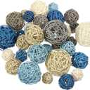 Patelai 36 Pcs Wicker Rattan Balls Decorative Balls for Vase Centerpiece Bowls Orbs Filler for Home Decor,4 Sizes(Cute Color)