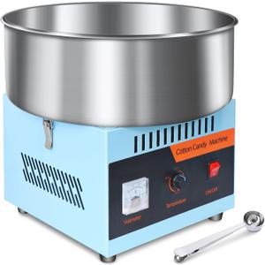 Cotton Candy Machine Commercial, 1000W Electric Cotton Candy Maker Machine, Candy Floss Machine with Stainless Steel Bowl and Sugar Scoop for Kids Birthday, Family Party Blue (Blue Cotton Candy Machine)