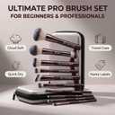 Professional Makeup Brushes BS-MALL with Travel Case, Premium Synthetic Foundation Brushes, Concealer Blush Eyeshadow Brush Kit, Labeled for Beginners & Pro, Ideal for Daily Makeup & Gift