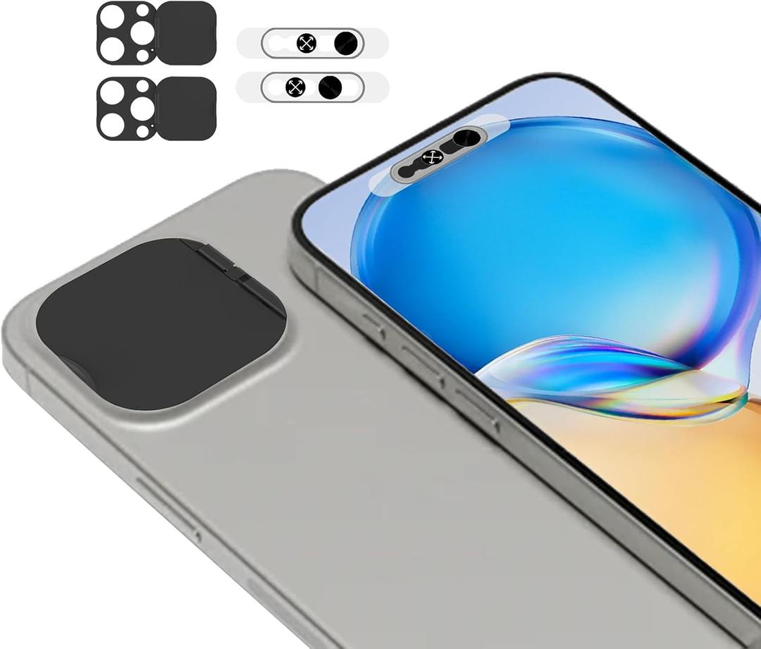 Privacy Cover Compatible for iPhone 14 Pro/14 Pro Max/15 Pro/15 Pro Max/16 Pro/16 Pro Max with Front Camera Cover, Face Recognition On/Off, Camera Lens Blocker Protect Security and Privacy-2Pack