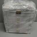 Homde Synthetic Leather Huge Jewelry Box Mirrored Watch Organizer Necklace Ring Earring Storage Lockable Gift Case (White + Gold), 10.43’’ (L) X 6.10’’ (W) X 11.14’’ (H)