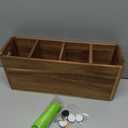 Extra Large Utensil Holder for Kitchen Counter, Acacia Wooden Utensil Holder with 4 Compartment, Kitchen Counter Organizer for Storage Spatula and Silverware, Ideal Christmas Gift for Farmhouse Decor