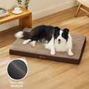 LE SURE Washable Dog Bed Cover Replacement - Large Size Plush Fleece Cover for Orthopedic Egg Crate Foam Pet Mat 36x27x3 Inches, Brown
