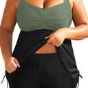 Aqua Eve Women Plus Size Tankini Swimsuit Two Piece Flowy Swimdress Bathing Suits with Shorts (Olive Green, 16W )