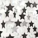 Black-Silver Birthday Graduation Party-Decorations Garland - 62ft Glitter Twinkle Little Star Hanging Streamers Banner Decor,Bachelorette Wedding Baby Bridal Shower New Years Supplies Backdrop Hugtmr