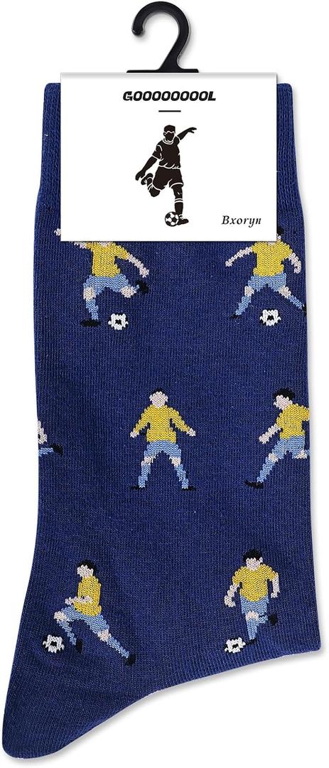 Bxoryn Funny Soccer Socks - Funny Gifts for Men - Football Crew Socks Holiday Birthday Athletic Gifts for Sport Lovers Fans Coach Players Father's Day - 1 Pair, Size 10-13