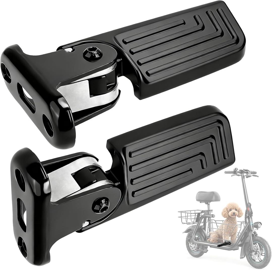 JERBOR 1 Pair Upgrade Foot Pegs Front Pedals Footrests for Gyroor C1S C1 PRO C1 Plus Electric Scooter, Foldable Widened Non-Slip Aluminum Alloy Left and Right Foot Plates for Gyroor Accessory