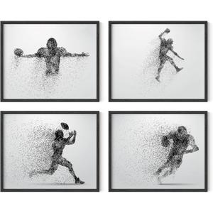 Summit Designs Football Wall Art - Posters - Room Decor, Sports Wall Decor - Poster, Themed Bedroom - Set Of 4 (8x10) Unframed Prints