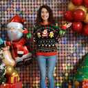 Unisex Women's Ugly Christmas Sweater LED Light Funny Novelty Knit Pullover (XL)