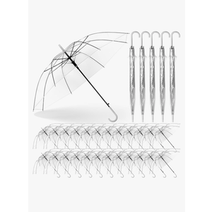 Reginary 30 Pieces Wedding Umbrellas Bulk Auto Open Stick Umbrellas with White European J Hook Handle Windproof Large Canopy Umbrella for Outdoor Wedding Bride Groom Photography Golf