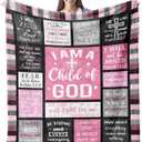 CUJUYO Christian Gifts for Women Blanket 60"x50" - I Am a Child of God Blankets - Inspirational Religious Birthday Catholic Spiritual & Baptism Confirmation Gifts for Girls (Christian - Pink)