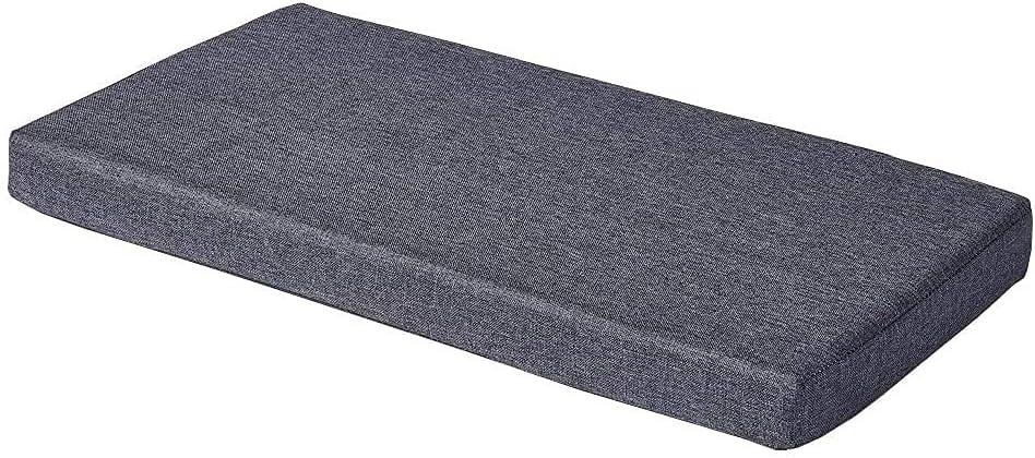 Grey Bench seat Chair Pads Non-Slip Rubber Back Indoor Swing /Settee Cushion 48inX18inX2in(122X45.5X5CM)