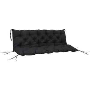 Outsunny 59" x 38" Tufted Bench Cushion for Outdoor Furniture, 3-Seater Replacement for Swing Chair, Patio Sofa/Couch, Overstuffed, Includes Backrest, Black
