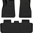 MIRAIDON Tesla Model Y Floor Mats, TPE Eco-Friendly Heavy Duty 1st & 2nd Row Foot Mats for 2017-2023 Tesla Model Y(Set of 3)
