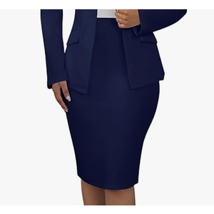 Salimdy WomenSkirt   Business Professional Pencil Skirt (Small, Navy Blue)