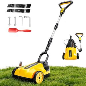 Cordless Lawn Mower (No Battery), 9" Small Electric Mower (Compatible with DEWALT Battery), Lightweight Mini Lawn Mower with Brushless Motor, 3 Cutting Heights, Push Mower for Garden Yard Lawn Care