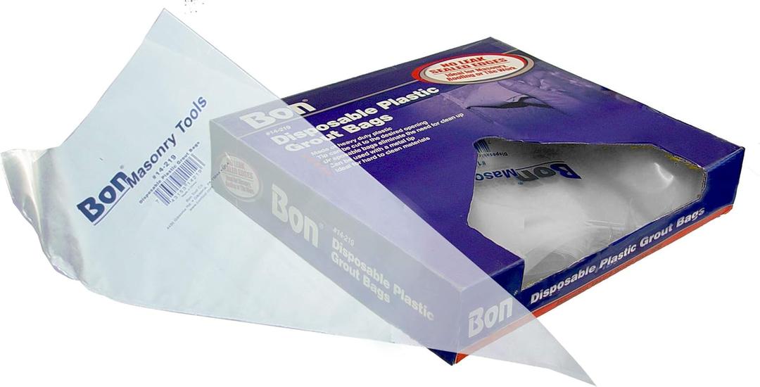Bon Disposable Plastic Grout Bags Heavy Duty 21 in. x 11 in. Pack of 50  Cut-to-Size Tips for Easy Mortar Application and Mess-Free Clean Up