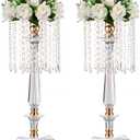 Wedding Centerpieces for Tables Acrylic Vase - 19.7in Tall Flower Stand for Wedding, Clear Flower Vase Bulk with Chandelier Crystals, Centerpiece Table Decorations for Birthday, Home Decor, 2 Pcs