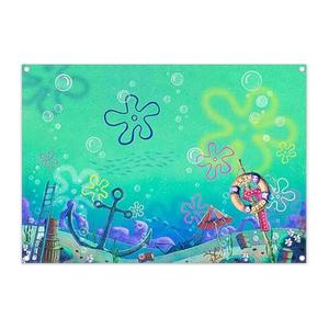 Banner Sea Creatures Art, Ocean Themed Indoor Outdoor Home Decoration, Summer Beach Party Supplies 60x80Inch