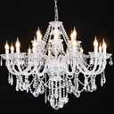 18-Light Double Layer Crystal Chandelier Transparent Modern Ceiling Pendant Light with K9 Crystal for Living Room Dining Room Bedroom Kitchen (Clear 18)