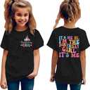 Birthday Girl Shirt for Kids Its Me Hi Im The Birthday Girl Tshirts Outfit Magic Kingdom Graphic Tees Tops (Black)