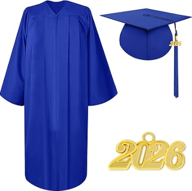 Matte Graduation Cap and Gown 2026 Tassel Adults Set for High School and Bachelor