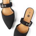 Rekayla Mules for Women Adjustable Strap Pointed Toe Backless Loafer Shoes 7