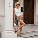 Women Kitten Heel Sandals Ankle Strap Heeled Sandals Square Open Toe Dress Party Shoes (Brown)