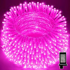 LAMPHOME 33ft Valentine's Day String Lights, Christmas Decorative Mini Lights, 100 LED Pink Fairy Starry String Lights Plug in, 11 Lighting Modes for Valentines Day Tree Decorations (Pink)