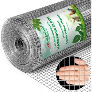AMAGABELI GARDEN & HOME Hardware Cloth 1/2 inch 48inx50ft 19 Gauge Square Chicken Wire Galvanizing After Welding Fence Mesh Roll Raised Garden bed Plant Supports Poultry Netting Cage Snake Fence JW007