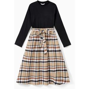 PATPAT Family Matching Outfits for Fall Winter Long Sleeve Women Dresses and Sweatshirts Sets for Holiday Photoshoot (Small, Lightkhaki)