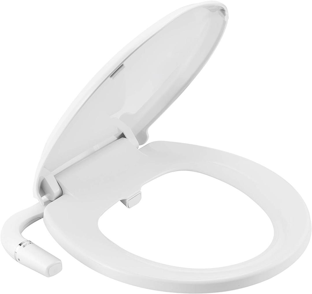 SAMODRA Bidet Toilet Seat, Non-Electric Dual Nozzles Posterior/Feminine Wash) Fresh Water Sprayer Bidet for Round Toilet, Adjustable Water Pressure Bidet Toilet Seat, Easy Home Installation