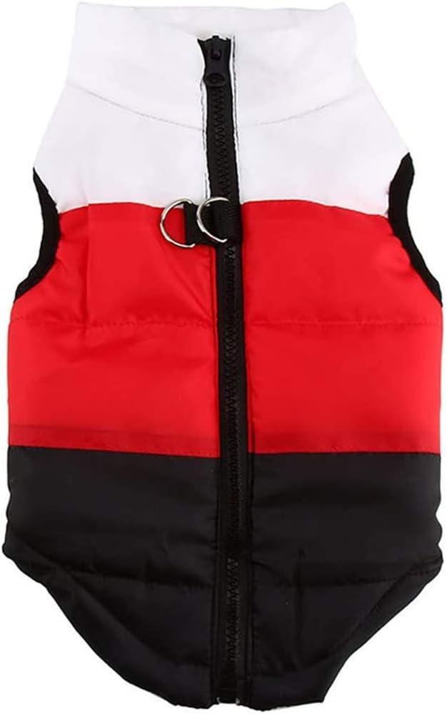 Winter Waterproof Windproof Vest Coat for Cold Weather - Warm Jacket for Small Medium Dogs (Not Suitable for Big Dogs) White/Red/Black L (L(Back:15.5", Chest:20.5", 11.5-13.0lbs))