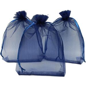 Ankirol 50pcs Large Sheer Organza Favor Bags 6.6x9'' Jewelry Candy Gift Bags Mini Bottle Bags Samples Display Drawstring Pouches (navy blue)