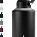 BJPKPK One Gallon(128 oz) Insulated Water Bottle, Dishwasher Safe Stainless Steel Thermos, BPA Free Jug with Ergonomic Handle & Anti-slip Bottom, Large Water Bottle, Black