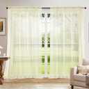 Dreaming Casa Solid Sheer Curtains 96 Inches Long Ivory Rod Pocket Voile Draperies for Bedroom Living Room, 2 Panels, Each 100" W x 96" L