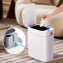 MOPUP Bathroom Trash Can, Automatic Bagging Garbage Can, 3.5 Gallon Slim Smart Small Plastic Trash Bin, Narrow Motion Sensor Trash Can for Bedroom, Office White