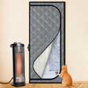 Thermal Screen Door Cover Zipper Closure Fit 32''x 80'' for Cat Dog Winter Insulated Screen Door Curtain Barrier Indoor, Weatherproof, Soundproof, Keep Cold Air Out(Side U Shape)