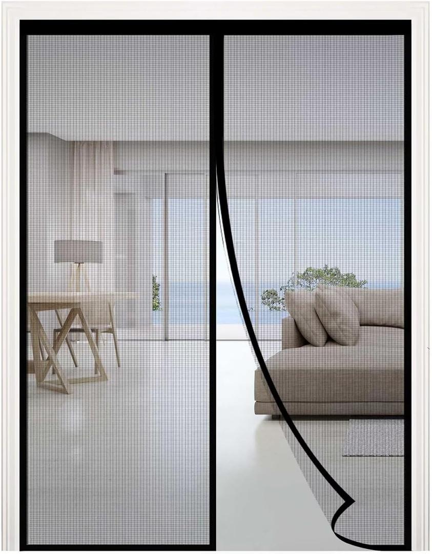 RELIANCER Fiberglass Magnetic Door Screen,Fit Door Size 34"x94.5",Auto Close Screen Door Mesh w/Magnets,Patio Doorway Net Screens,Self-Closing Doors Cover,Anti Mosquito Doorway Curtain,Mesh Partition