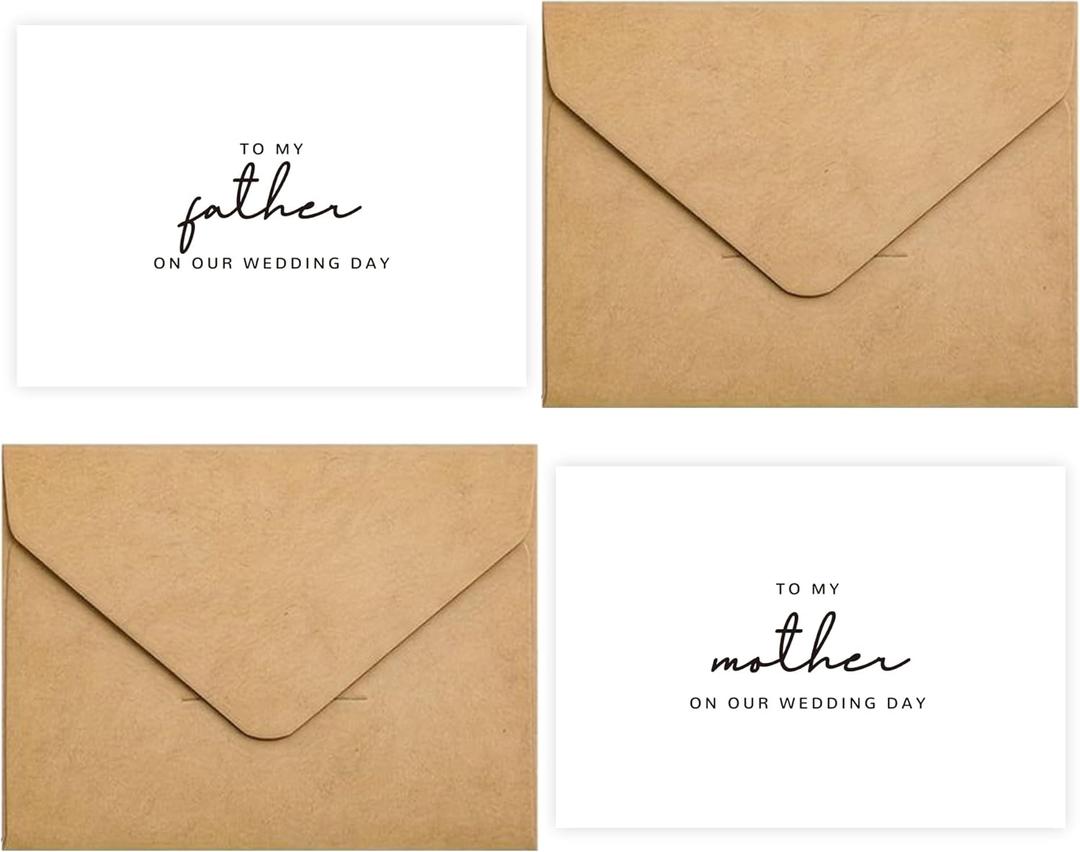 8 x Set of 2 To My Father/Mother On Our Wedding Day Card, Father/Mother Of The Bride/Groom Gifts.